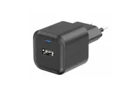 USB-C és USB-A gyorstöltő - 18 W - fekete - SWISSTEN