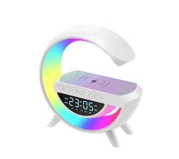 Bluetooth hangszóró LED-lámpával vezeték nélküli töltővel és órával - BT-3401